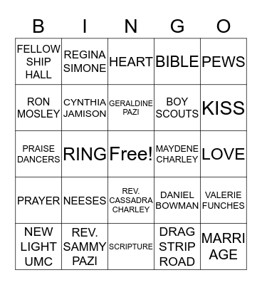 NLUMC Bingo Social Bingo Card