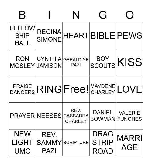 NLUMC Bingo Social Bingo Card