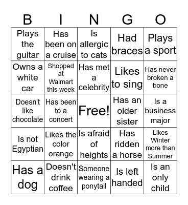 ICEBREAKER BINGO Card