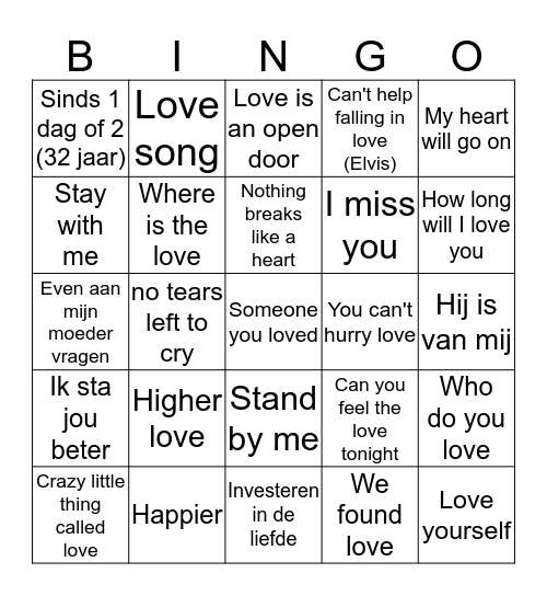 Valentijn into-bingo Card