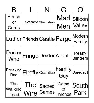 Series Bingo Card