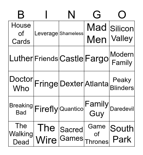 Series Bingo Card