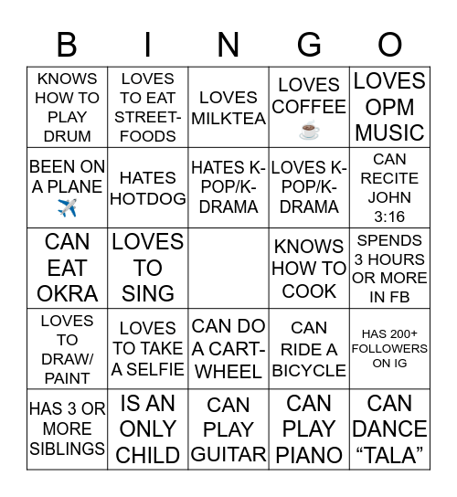 HUMAN Bingo Card