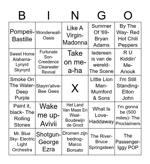 Muziek bingo! Bingo Card
