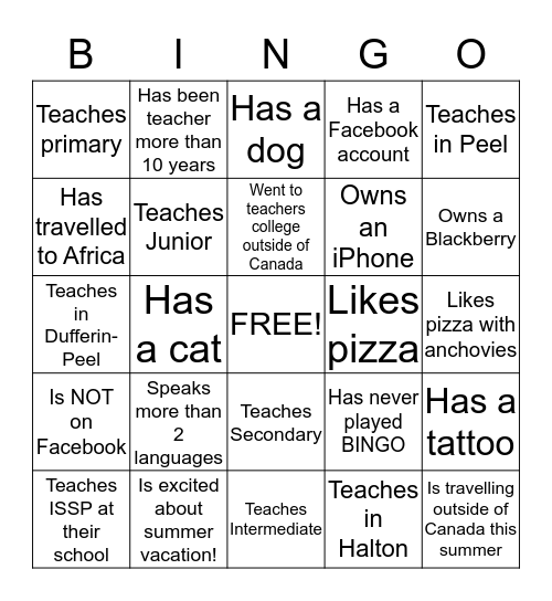 Get To Know You Bingo!! Bingo Card