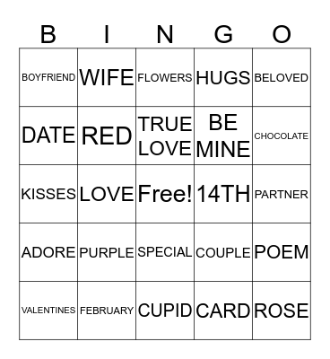 VALENTINES Bingo Card