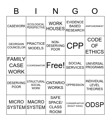 MID TERM REVIEW BINGO Card