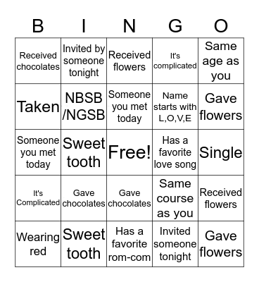 Valentine's Day Bingo Card