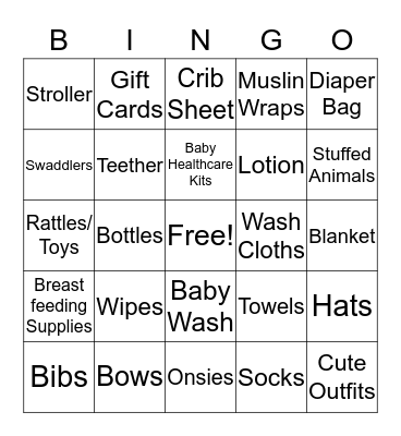 Baby Bella Bingo Card