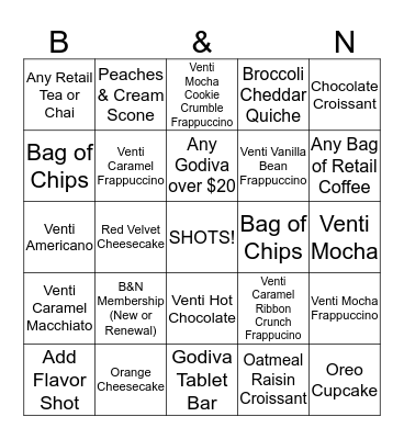 CAFE BINGO! Bingo Card