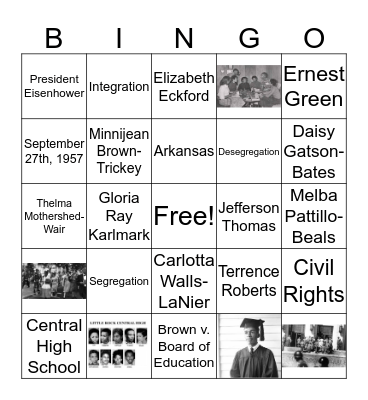 Little Rock Nine Bingo Card