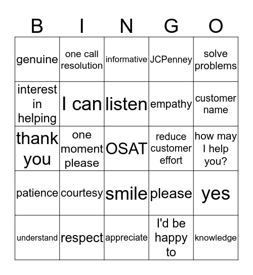 OSAT Bingo Card