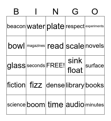 Fizz Boom Read Bingo Card