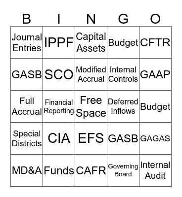 Governmental Accounting & Auditing Bingo Card