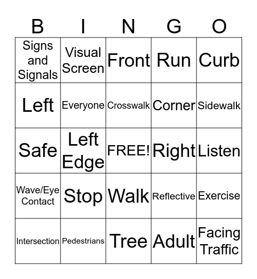 WalkSafe Bingo  Bingo Card