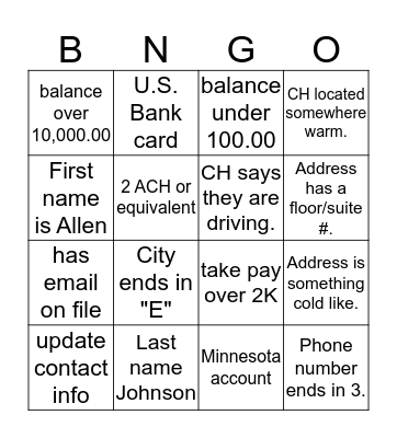 BNGO Galore!  Bingo Card