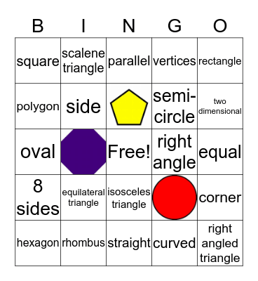 2D Shapes Bingo Card