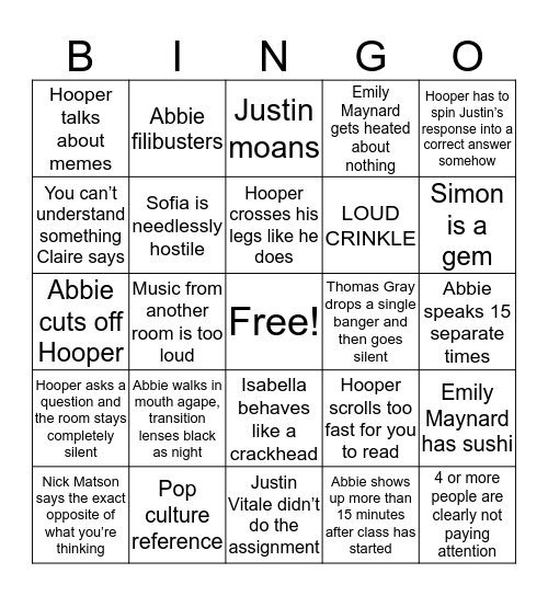 WAM Bingo Card