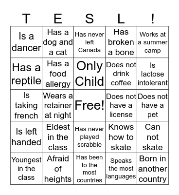 Ice Breaker Bingo Card