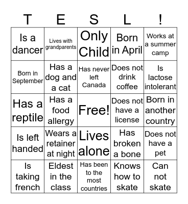 Ice Breaker Bingo Card