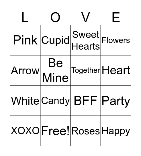 VALENTINE'S BINGO Card