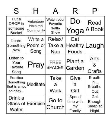 SHARPEN THE SAW BINGO Card