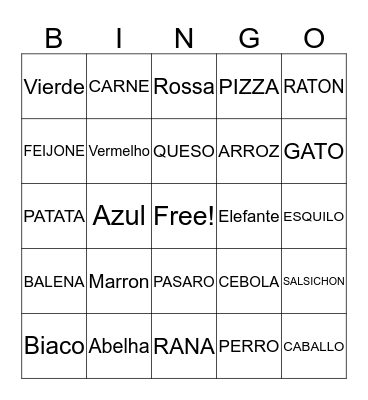 Bingo de Palavras Bingo Card
