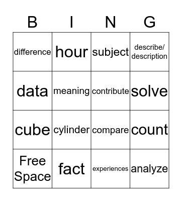 Academic Vocabulary Bingo Card