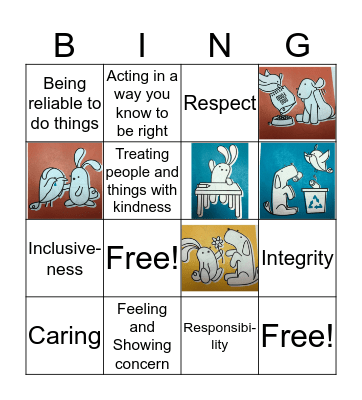 Random Acts of Kindness Vocabulary Bingo Card