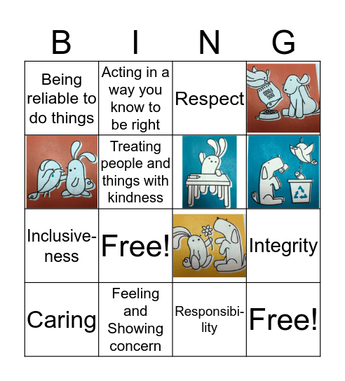 Random Acts of Kindness Vocabulary Bingo Card