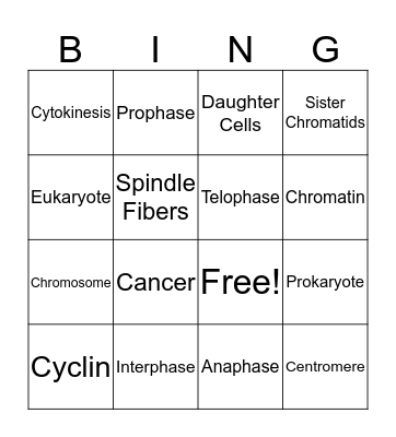 Cell Growth & Reproduction Bingo Card