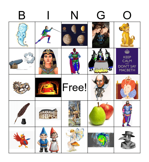 Shakespeare Trivia Bingo Card