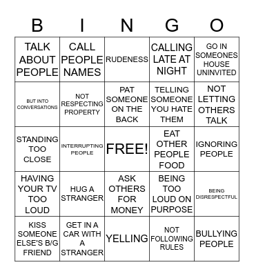 BOUNDARY BINGO!!!!!! Bingo Card