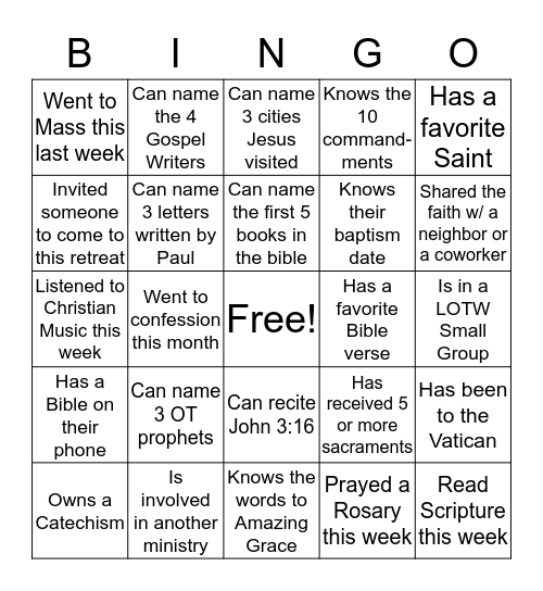 REKINDLE THE FIRE Bingo Card