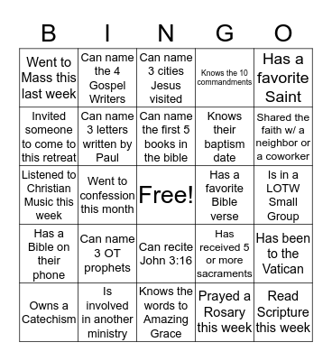 REKINDLE THE FIRE Bingo Card