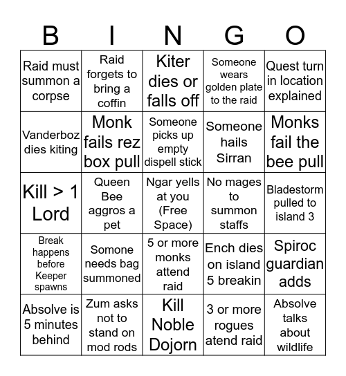 Sky Bingo Version 3 Bingo Card