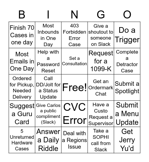 CS Bingo! Bingo Card