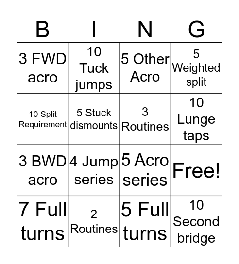 Beam Bingo Card