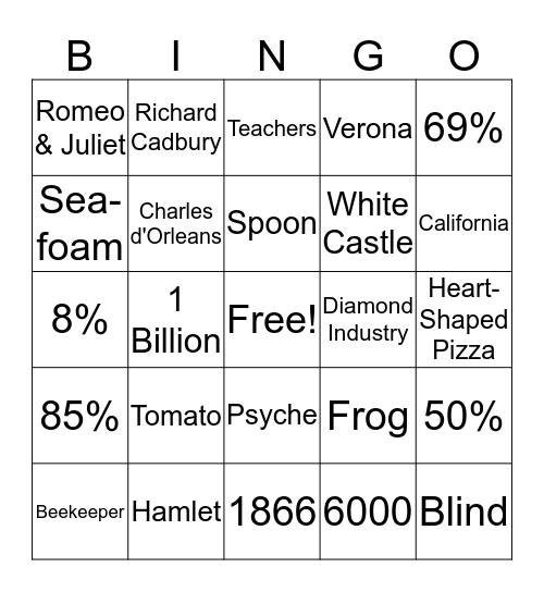 Valentine's Day Bingo Card