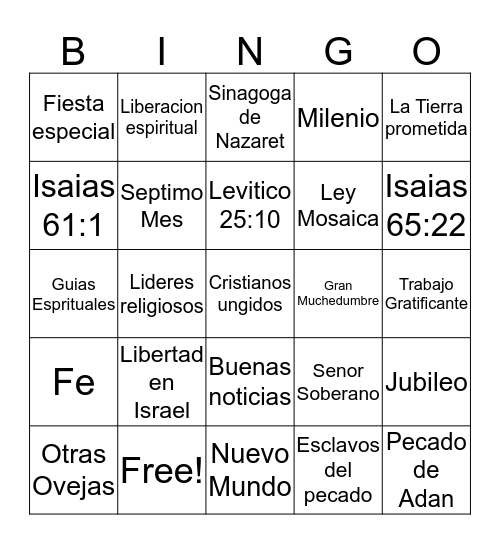 Jehova Hace Posible Que Tengamos Libertad Bingo Card