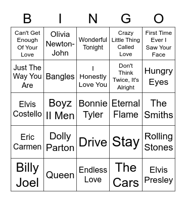 Love Songs!! Bingo Card