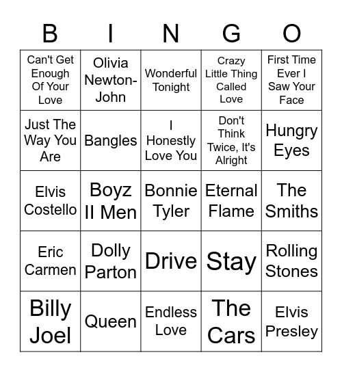 Love Songs!! Bingo Card