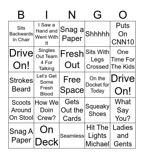 Mr. Ward Bingo Card