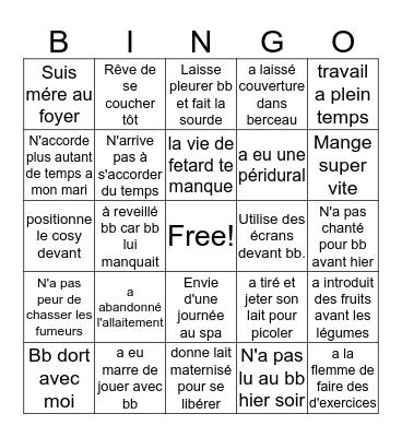 Maman coupable Bingo Card