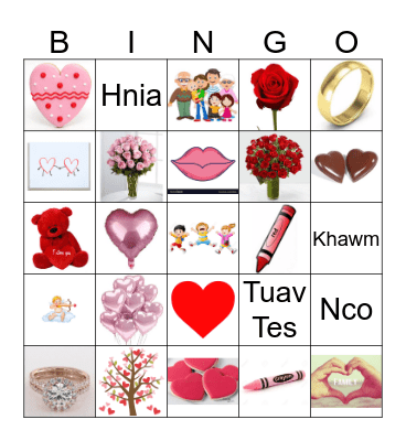Valentine's Dinner Bingo Card