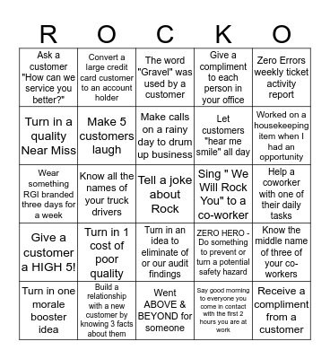 RGI Customer Service Rep - ROCKO  Bingo Card
