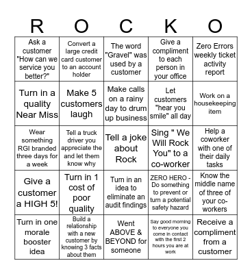 RGI CUSTOMER SERVICE- ROCKO  Bingo Card