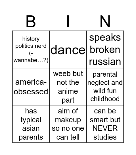 Lu nuts Bingo Card