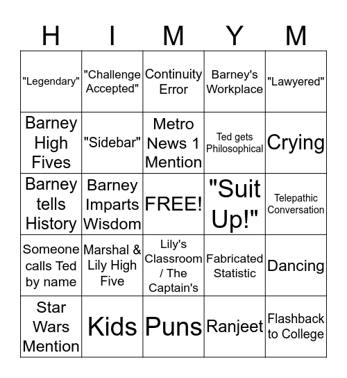 HIMYM BINGO Card