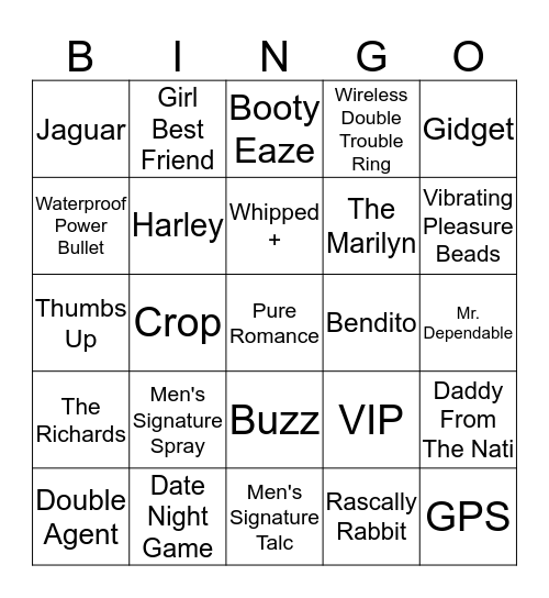 Pure Romance Bingo Card